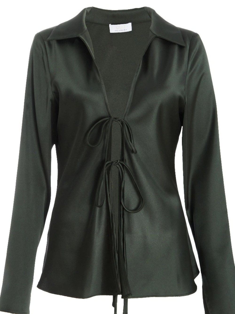 Zara Black Satin Tie-Front Top